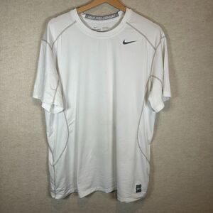 Nike Pro Combat Shirt Mens XL White Dri Fit Athletic Compression Training Tee
